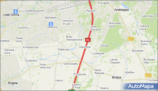 mapa Giemzów, Giemzów na mapie Targeo