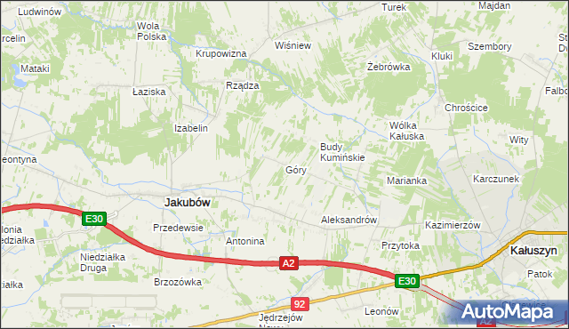 mapa Góry gmina Jakubów, Góry gmina Jakubów na mapie Targeo