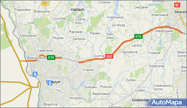mapa Gumna, Gumna na mapie Targeo