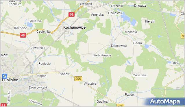 mapa Harbułtowice, Harbułtowice na mapie Targeo