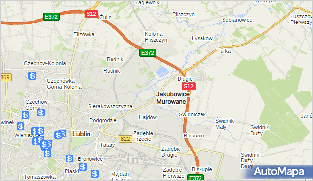 mapa Jakubowice Murowane, Jakubowice Murowane na mapie Targeo