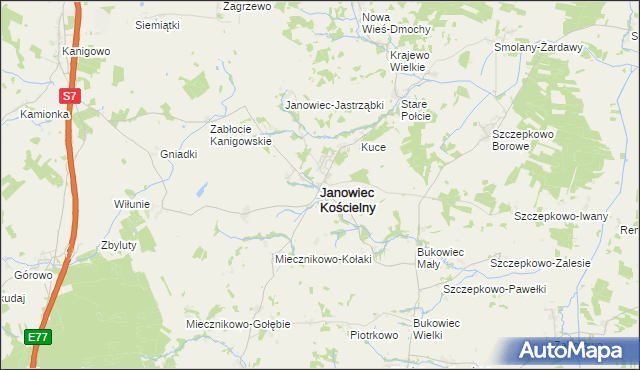 mapa Janowiec Kościelny, Janowiec Kościelny na mapie Targeo