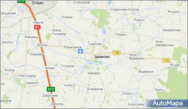 mapa Jasieniec powiat grójecki, Jasieniec powiat grójecki na mapie Targeo