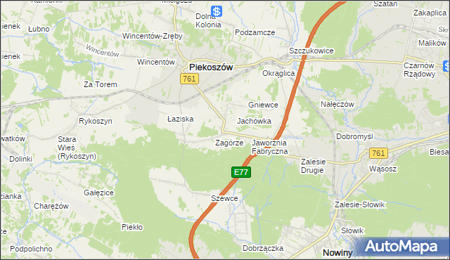 mapa Jaworznia, Jaworznia na mapie Targeo
