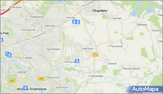 mapa Kiełczów, Kiełczów na mapie Targeo