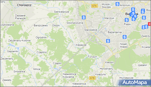 mapa Klepacze gmina Choroszcz, Klepacze gmina Choroszcz na mapie Targeo