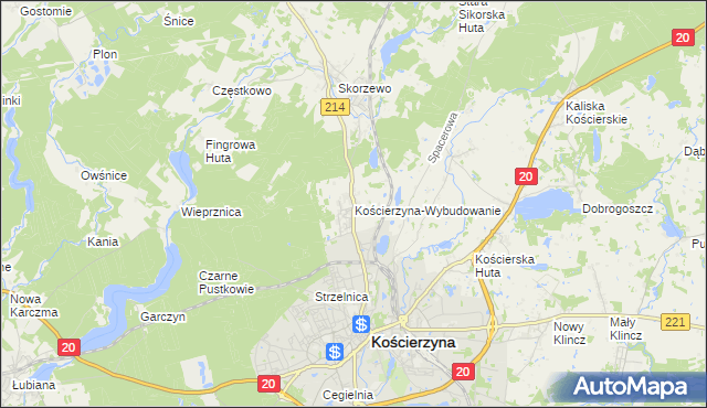 mapa Kościerzyna-Wybudowanie, Kościerzyna-Wybudowanie na mapie Targeo