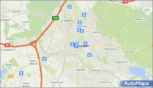 mapa Koszalina, Koszalin na mapie Targeo