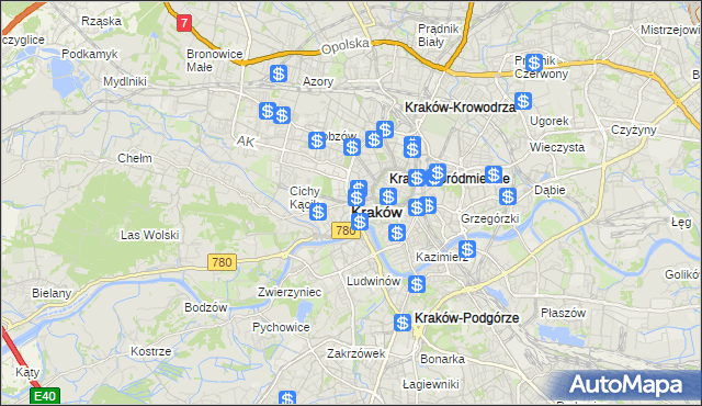 mapa Krakowa, Kraków na mapie Targeo