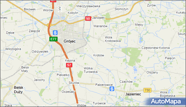 mapa Krobów, Krobów na mapie Targeo