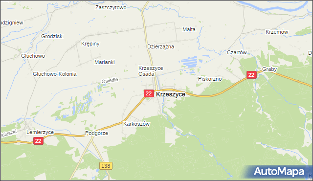 mapa Krzeszyce, Krzeszyce na mapie Targeo