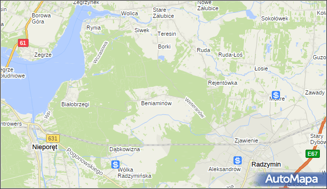mapa Łąki gmina Radzymin, Łąki gmina Radzymin na mapie Targeo