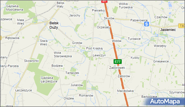 mapa Lewiczyn gmina Belsk Duży, Lewiczyn gmina Belsk Duży na mapie Targeo