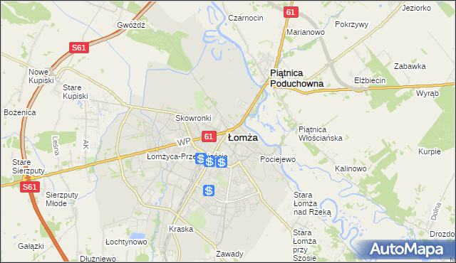 mapa Łomży, Łomża na mapie Targeo