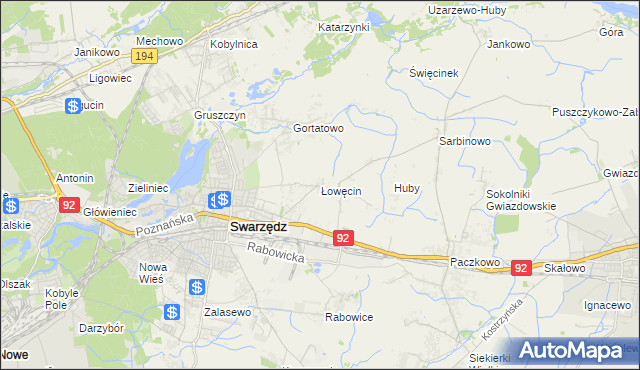 mapa Łowęcin, Łowęcin na mapie Targeo