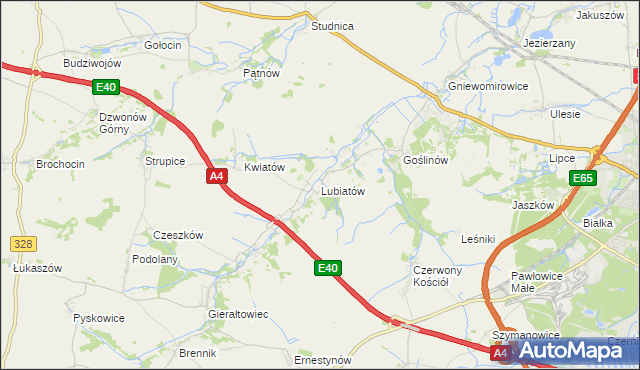 mapa Lubiatów gmina Złotoryja, Lubiatów gmina Złotoryja na mapie Targeo