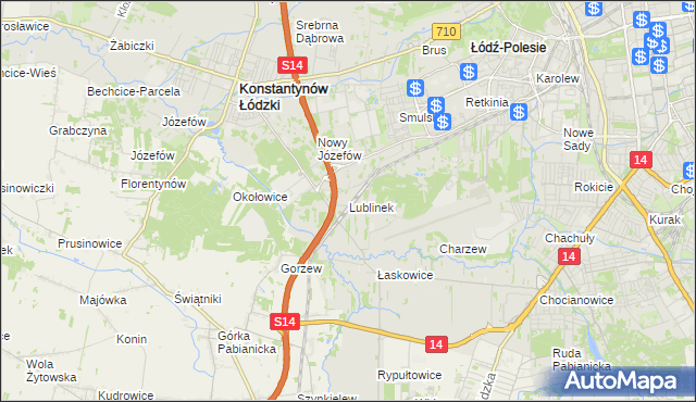 mapa Lublinek, Lublinek na mapie Targeo