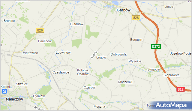 mapa Ługów gmina Jastków, Ługów gmina Jastków na mapie Targeo
