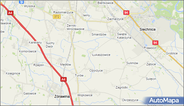 mapa Łukaszowice, Łukaszowice na mapie Targeo