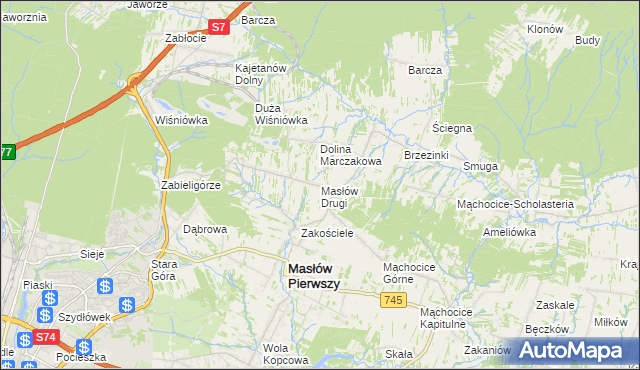 mapa Masłów Drugi, Masłów Drugi na mapie Targeo