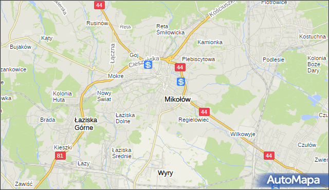 mapa Mikołów, Mikołów na mapie Targeo