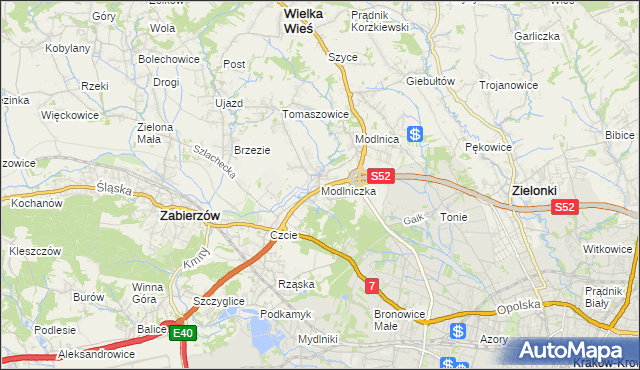 mapa Modlniczka, Modlniczka na mapie Targeo