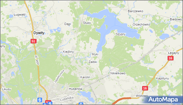 mapa Myki, Myki na mapie Targeo