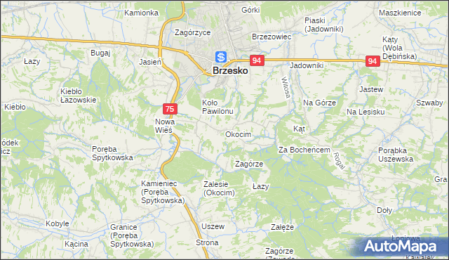 mapa Okocim, Okocim na mapie Targeo