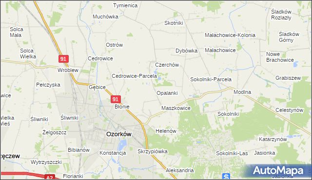 mapa Opalanki gmina Ozorków, Opalanki gmina Ozorków na mapie Targeo