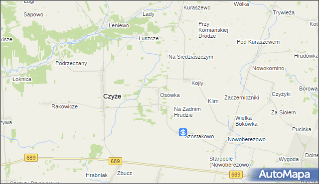 mapa Osówka gmina Czyże, Osówka gmina Czyże na mapie Targeo