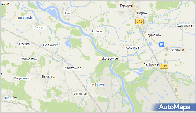 mapa Piskorzowice, Piskorzowice na mapie Targeo