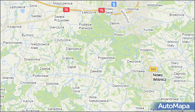 mapa Pogwizdów gmina Bochnia, Pogwizdów gmina Bochnia na mapie Targeo