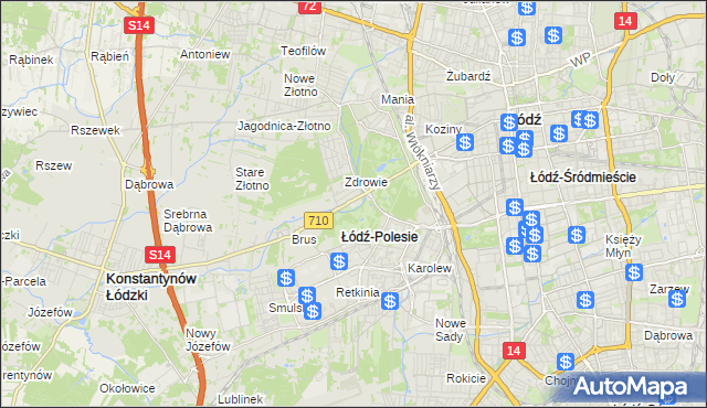 mapa Polesie gmina Łódź, Polesie gmina Łódź na mapie Targeo