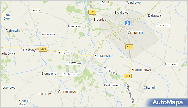 mapa Poniatowo gmina Żuromin, Poniatowo gmina Żuromin na mapie Targeo