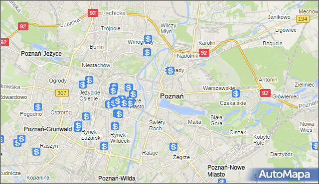 mapa Poznania, Poznań na mapie Targeo