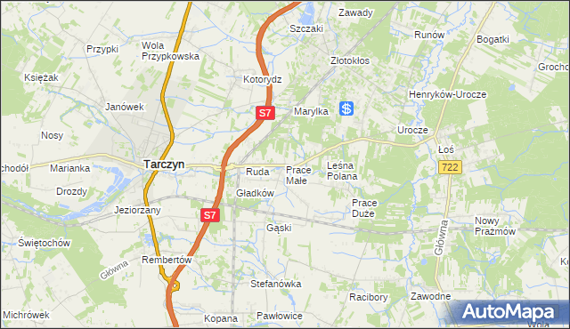 mapa Prace Małe, Prace Małe na mapie Targeo