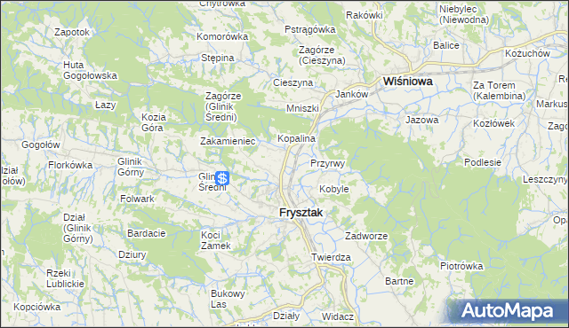 mapa Pułanki gmina Frysztak, Pułanki gmina Frysztak na mapie Targeo