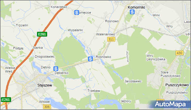 mapa Rosnówko gmina Komorniki, Rosnówko gmina Komorniki na mapie Targeo