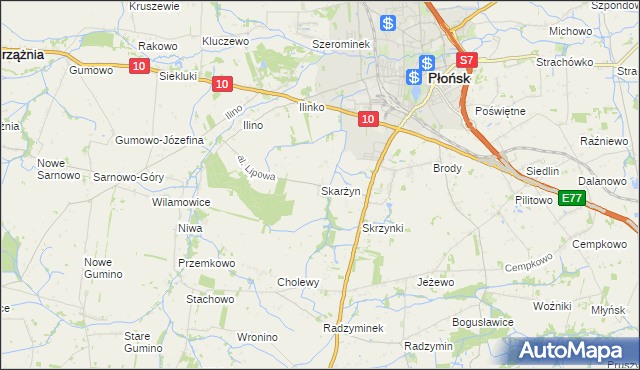 mapa Skarżyn gmina Płońsk, Skarżyn gmina Płońsk na mapie Targeo