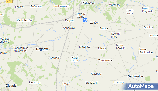 mapa Sławków gmina Regnów, Sławków gmina Regnów na mapie Targeo