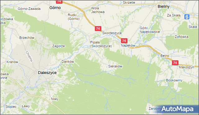 mapa Smyków gmina Daleszyce, Smyków gmina Daleszyce na mapie Targeo