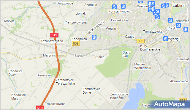 mapa Stasin gmina Konopnica, Stasin gmina Konopnica na mapie Targeo