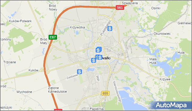 mapa Suwałk, Suwałki na mapie Targeo