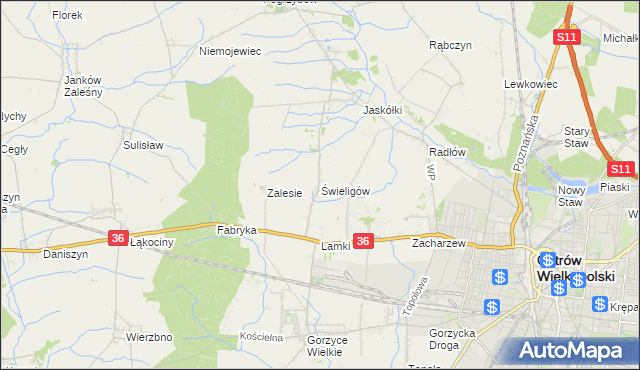 mapa Świeligów, Świeligów na mapie Targeo