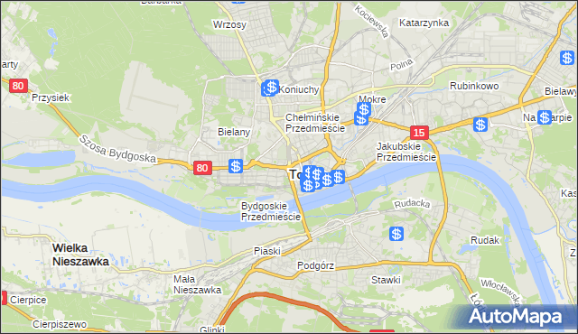 mapa Torunia, Toruń na mapie Targeo