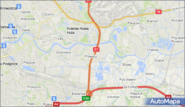 mapa Ulica gmina Kraków, Ulica gmina Kraków na mapie Targeo