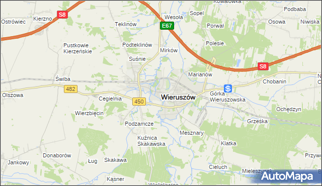 mapa Wieruszów, Wieruszów na mapie Targeo