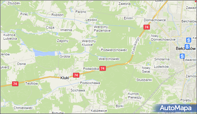 mapa Wierzchowiec, Wierzchowiec na mapie Targeo