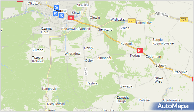 mapa Zimnodół, Zimnodół na mapie Targeo