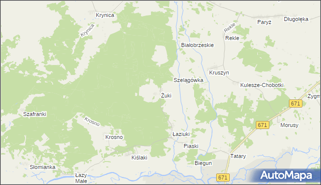 mapa Żuki gmina Tykocin, Żuki gmina Tykocin na mapie Targeo